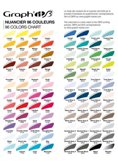 Brush Marker Color Chart